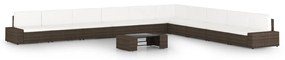 vidaXL Set mobilier de grădină cu perne, 11 piese, maro, poliratan