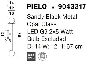 Aplica cu 2 surse de iluminat design modern Pielo negru
