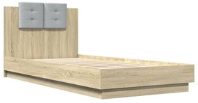 3209942 vidaXL Cadru de pat cu tăblie, stejar sonoma, 90x200 cm lemn prelucrat