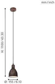 Lustră Eglo 49492 PRIDDY 1 1xE27/60W/230V