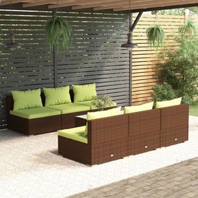 3101460 vidaXL Set mobilier de grădină cu perne, 7 piese, maro, poliratan