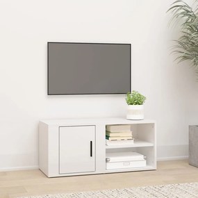 vidaXL Comodă TV, alb extralucios, 80x31,5x36 cm, lemn prelucrat