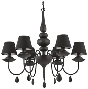 Lustră pe lanț Ideal Lux BLANCHE 6xE14/4W/230V d. 72 cm negru