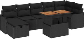 vidaXL Set de canapele pentru grădină 8 pcs Negru Rattan poli