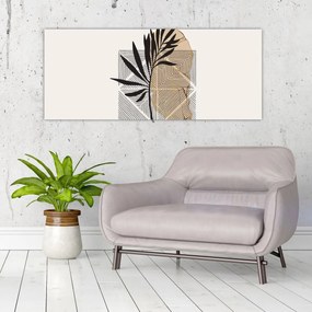 Tablou - Abstracție cu frunze tropicale N⁰1 (120x50 cm)