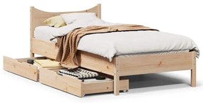 vidaXL Cadru de pat cu sertare, 75x190 cm, lemn masiv de pin