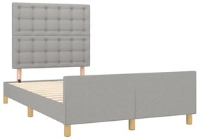 3270541 vidaXL Cadru de pat cu tăblie, gri deschis, 120x190cm, material textil
