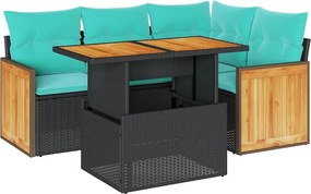 vidaXL Set mobilier de grădină cu perne, 5 piese,poliratan/lemn acacia