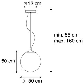 Lampă suspendată scandinavă din sticlă opal 50 cm - Ball 50