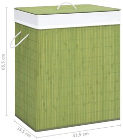 Cos de rufe din bambus, verde, 83 L 1, Verde, 43.5 x 33.5 x 65.5 cm