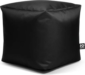 Fotoliu puf pentru copii negru cu tapițerie din imitație de piele Cube M – So Soft?