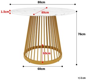 Masă rotundă pentru 4 persoane, Alb+Auriu | Aosom Romania