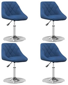 vidaXL Scaune de bucătărie pivotante, 4 buc., albastru, catifea