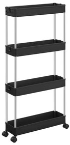 Raft ingust pe roti MOBIX cu 4 cosuri, negru
