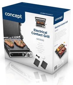 Concept ge3500 - Grătar contact cu sondă temperatură 2000W/230V negru