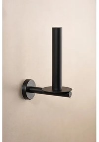 WENKO 24262100 - Suport pentru hârtie igienică BOSIO BLACK, 8 x 18 cm, inox/argintiu