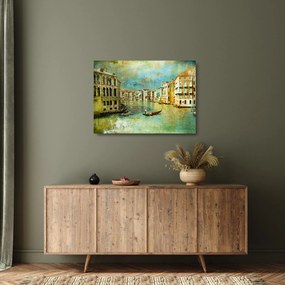 Tablou pe sticlă - Canalul de la Veneția și gondole (70x50 cm)