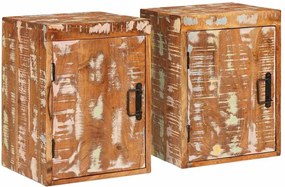 vidaXL Noptieră 2 pcs Maro 35 x 33 x 48 cm Lemn masiv recuperat