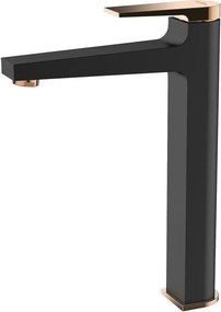 Baterie lavoar inalta Invena Midnight negru - rose gold