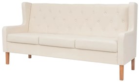 vidaXL Canapea cu 3 locuri, material textil, alb crem