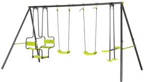Outsunny Balansoar 4 agrafe portico cu balansoar - dim. 3,55L x 1,84l x 1,86H m metal epoxid anticoroziv PE Gri | Aosom Romania