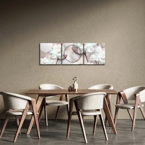 Tablou - Flori de trandafir (cu ceas) (90x30 cm)