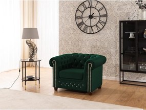 Fotoliu verde chesterfield cu tapițerie din catifea York Blik – Ropez