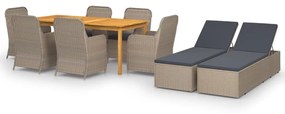 3067915 vidaXL Set mobilier pentru grădină, 9 piese, maro