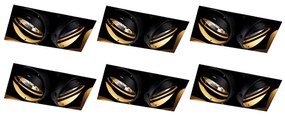 Set de 6 spoturi îngropate negre GU10 AR111 fără ramă 2 lumini - Oneon