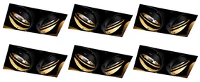 Set de 6 spoturi îngropate negre GU10 AR111 fără ramă 2 lumini - Oneon
