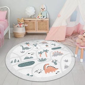 Covor de joacă pentru copii gri deschis lavabil ø80 cm Dino Park – Mila Home