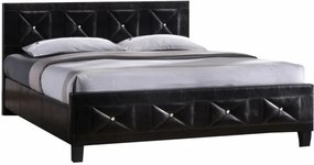 Pat matrimonial cu somieră, piele eco neagră, 160x200, CARISA