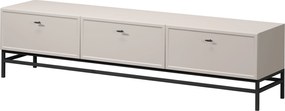 Comodă TV Lorini 200 cm cu sertare - culoare cașmir / mânere tip T-bar și cadru negre