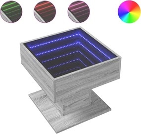 vidaXL Măsuță de cafea cu LED sonoma gri 50x50x45cm lemn prelucrat