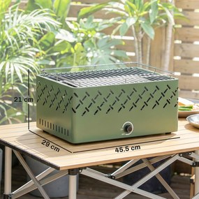 Outsunny Grătar Portabil pe Cărbune cu Ventilator Integrat pentru Exterior, Verde Deschis | Aosom Romania