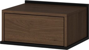 Noptieră suspendată Zenar cu sertar 50 cm - nuc elegant / negru
