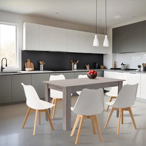 Set de masă Zara 6+1 alb-stejar York