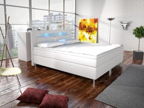 Pat matrimonial Boxspring 140 cm Marilia I (alb) (cu saltele). 611030