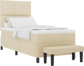 vidaXL Pat cu arcuri cu saltea cu headboard Crem 100 x 200 cm țesătură