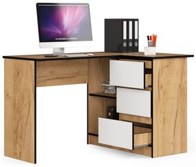 Masă PC de colț Bodhi (Stejar craft + Alb) (D). 1070967
