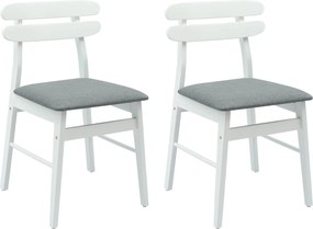 vidaXL Scaun de sufragerie 2 pcs Alb și gri Lemn Solid de Cauciuc