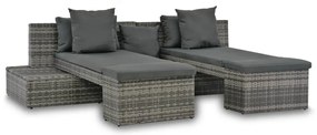 vidaXL Set mobilier de grădină cu perne, 4 piese, gri, poliratan