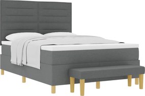 vidaXL Pat cu arcuri cu saltea Gri închis 140 x 190 cm țesătură