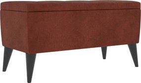 Bancheta Tapitata Mera, cu spatiu depozitare, Caramel, Stofa, 80 x 37 x 42 cm