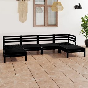 Set mobilier de gradina, 6 piese, negru, lemn masiv de pin Negru, 1