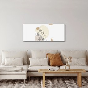 Tablou - Flori bej cu fluture N⁰4 (120x50 cm)