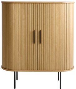 Dulap vinotecă în culoare naturală cu aspect de lemn de stejar cu ușă glisantă 100x118x40 cm Nola – Unique Furniture