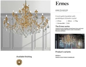 Candelabru XXL 21 brate LUX cu cristale Scholer, Ermes