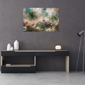Tablou – Abstracție de câmp cu maci (90x60 cm)