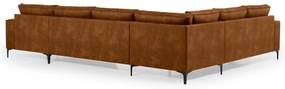 Colțar maro coniac cu tapițerie din imitație de piele (colț pe partea dreaptă/în formă de "U") Copenhagen – Scandic